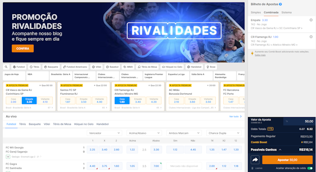 A tabela do campeonato
